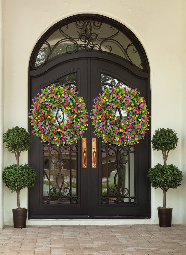 BloomWreath Spring & Summer Front Door Wreath | Handmade Floral Grapevine Accent