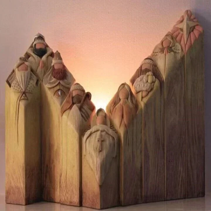 Himmlische Krippenpfeiler-Statuen für Weihnachtsdekoration zu Hause, Neunteiliges Set