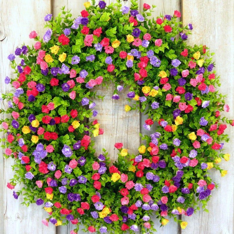 BloomWreath Spring & Summer Front Door Wreath | Handmade Floral Grapevine Accent