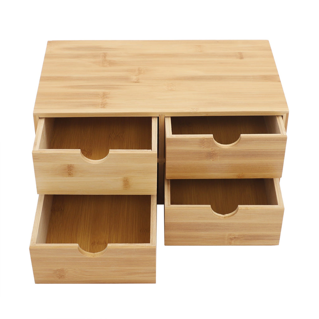 Quaddra Bamboo Fyra Lådor Organizer för Användning i Alla Rum
