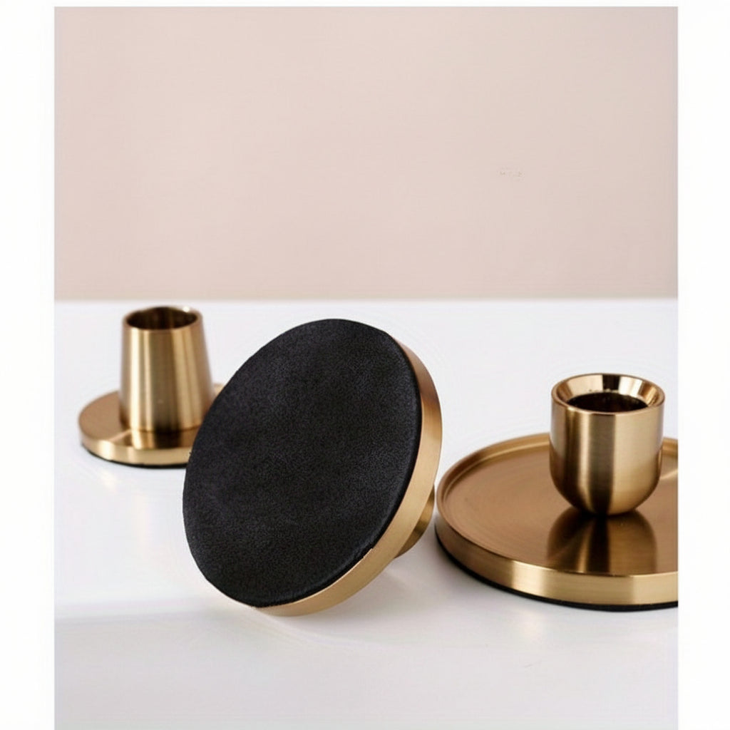 NoirGlow Stand For Candle Holder On A Sleek Black Tabletop