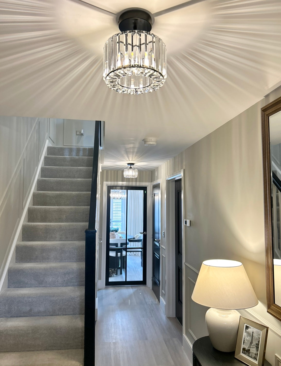 Lumină de tavan Lumina Cristal cu strălucire prismă în două niveluri