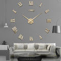 Modern Wall Clock Featuring Roman Numerals In Silver Mirror Finish For Modern Interiors