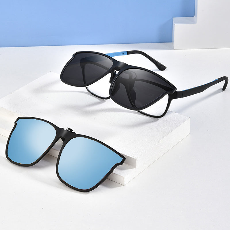 New polarized clip-on folding sunglasses