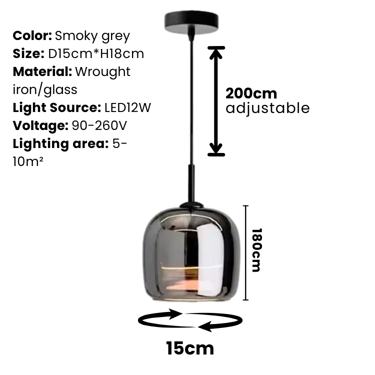 Nordic Pendant Light in Black Glass for Kitchen Island and Dining Room