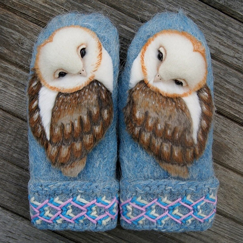 Nordic Owls Motif Wool Mittens For Winter Warmth And Everyday Wear