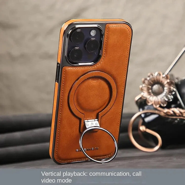 Pouzdro LuxeLeather na iPhone s kovovým stojánkem pro každodenní použití