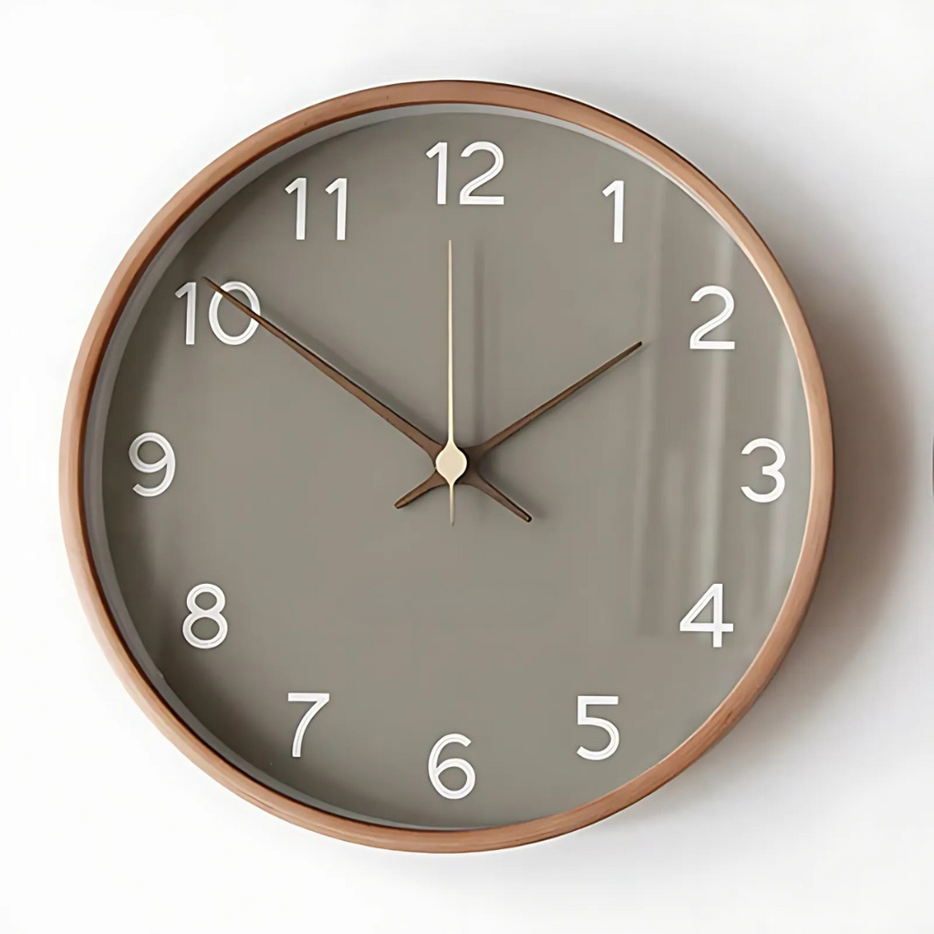 Reloj de Pared Grande Moderno de Madera Lumen Silencioso para Sala de Estar
