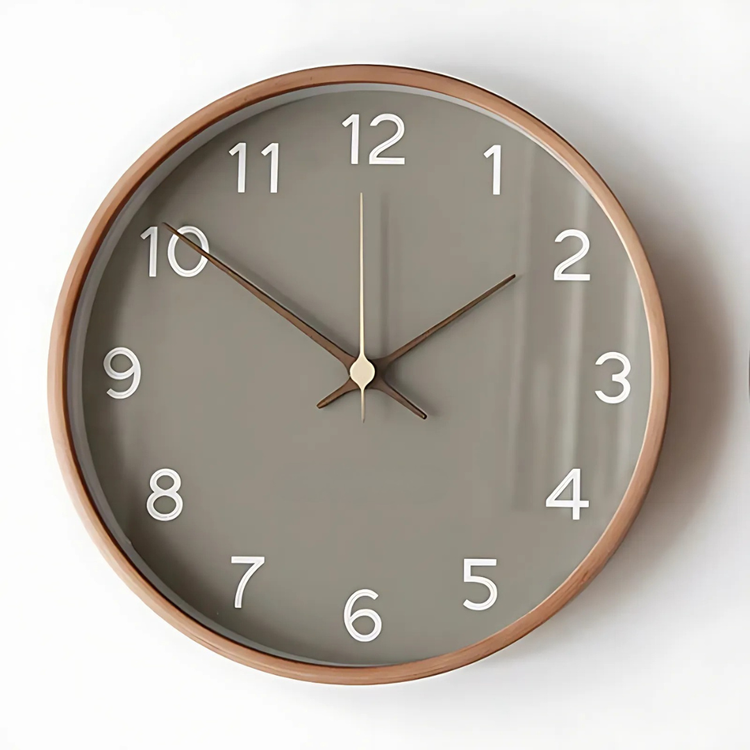 Reloj de Pared Grande Moderno de Madera Lumen Silencioso para Sala de Estar