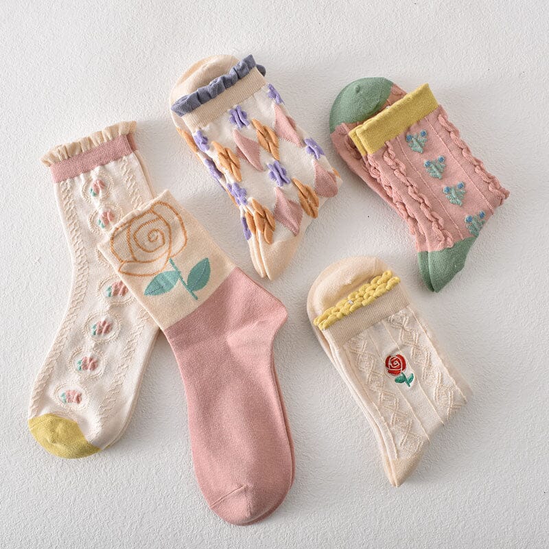 Women's Cotton Socks With Floral Pattern 10 Pack For Everyday Wear