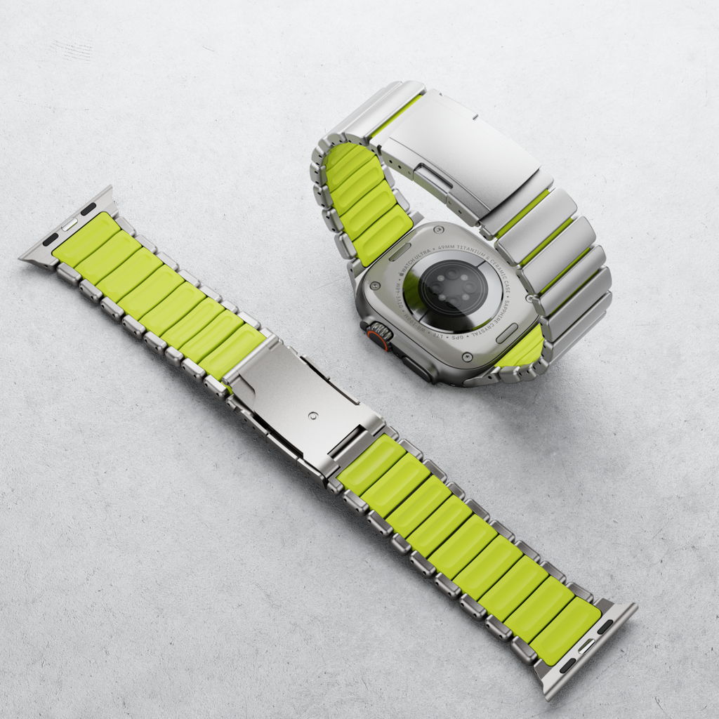 Gemini Titanium Band for Apple Watch Ultra With Matte Finish and Polished Links