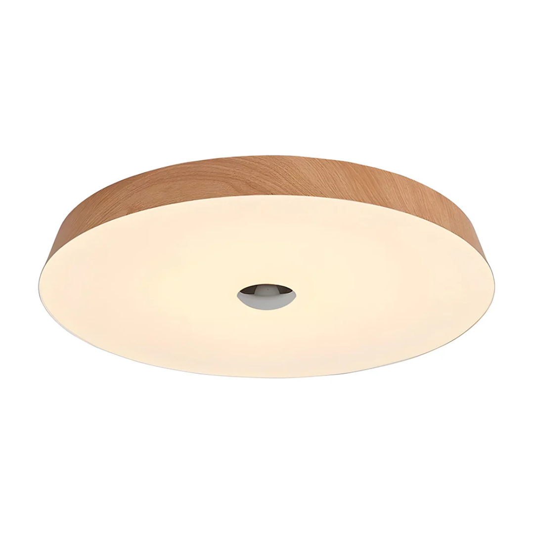 Lámpara de techo LED redonda LumaVista con vetas de madera natural
