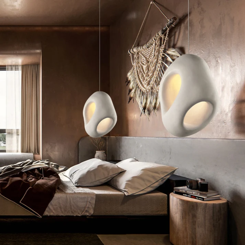 Lampada a Sospensione da Soffitto LED Artigianale Nova Wabi Sabi per Sala da Pranzo