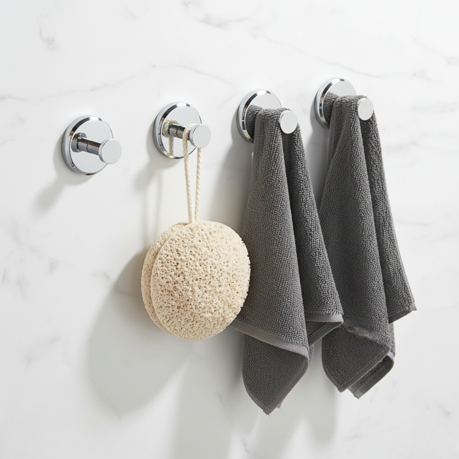 ClingPro Four-Piece Reusable Hooks With Suction On Smooth Surfaces