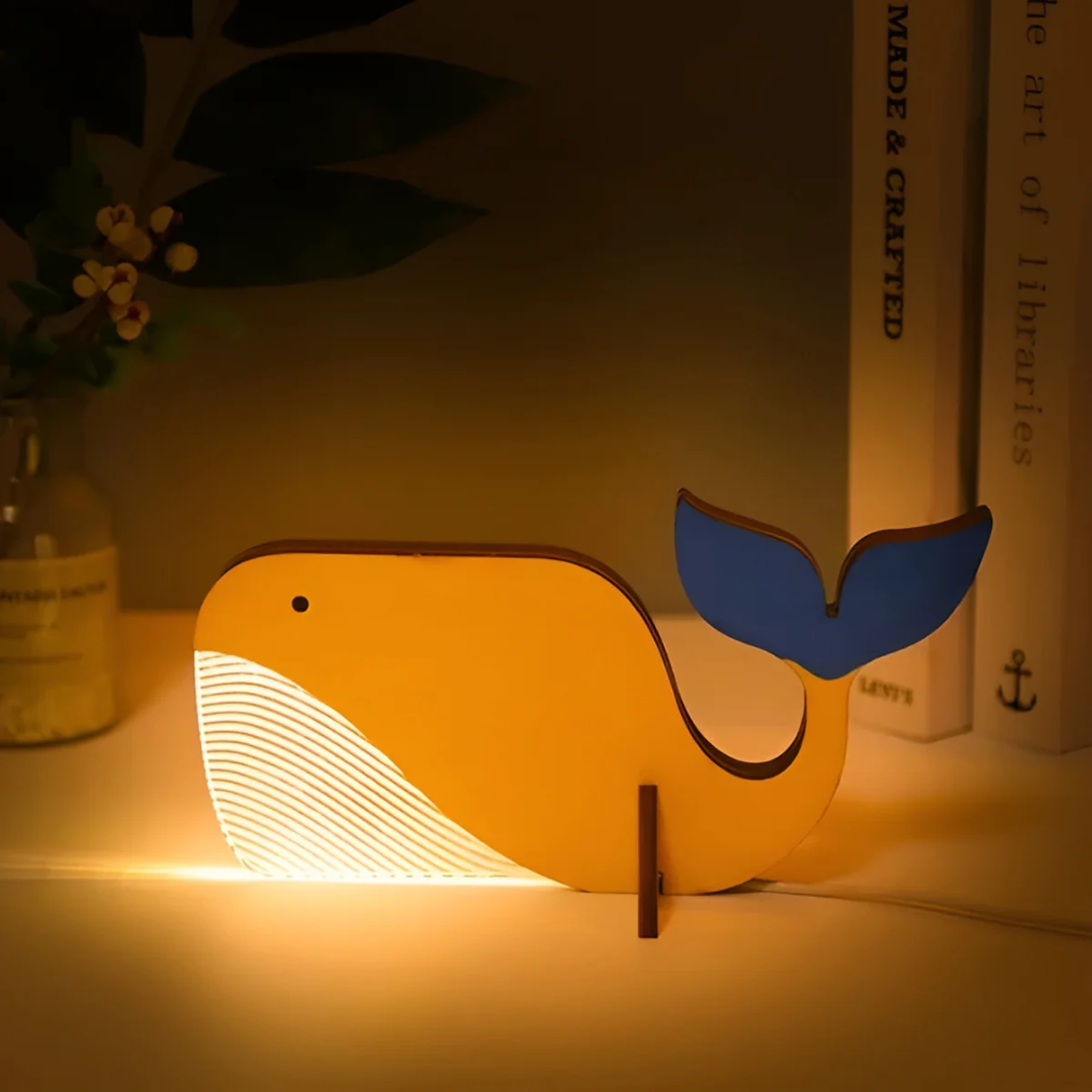 LumaCrest puu- ja akryylinen LED-yövalo makuuhuoneeseen