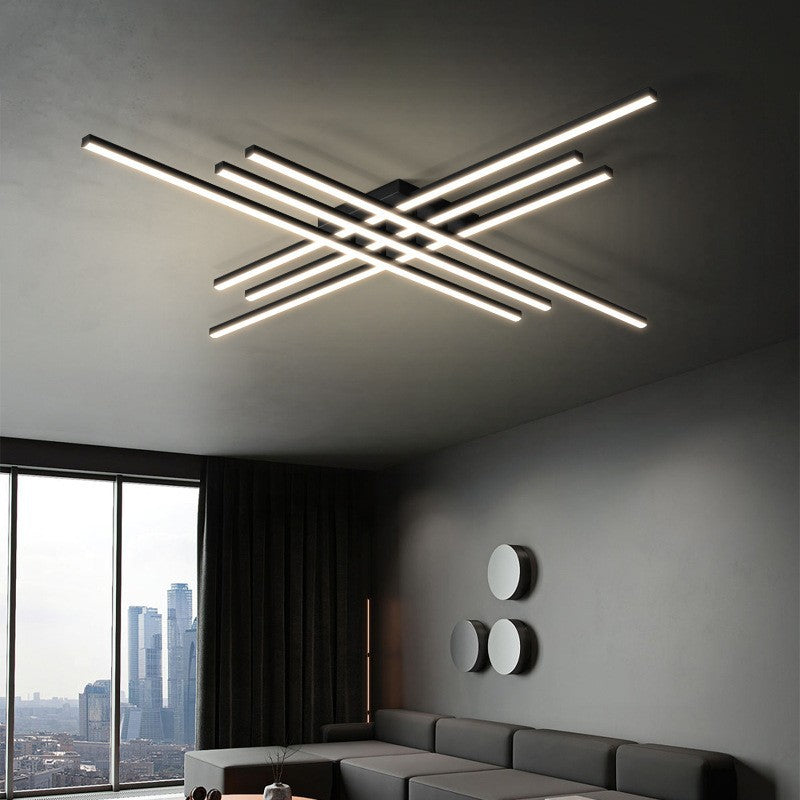 Lampada a quattro luci con moduli LED per soffitto, luminosità dimmerabile, finitura bianca e nera