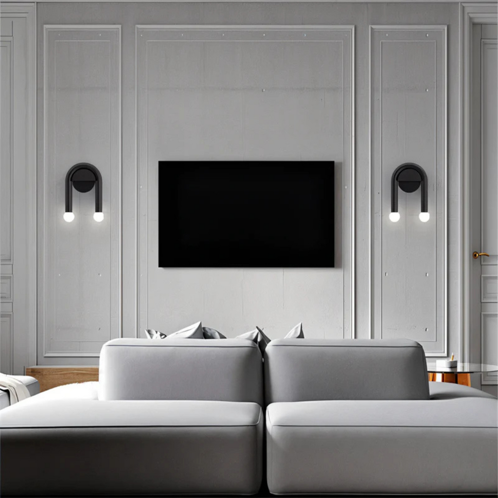 Lámpara de Pared LED Aurora Arch en Hierro Negro para Brillo Ambiental en Salas