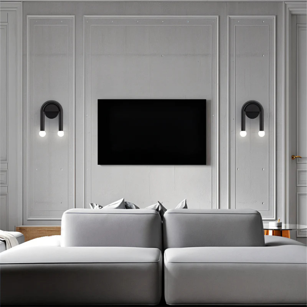 Lámpara de Pared LED Aurora Arch en Hierro Negro para Brillo Ambiental en Salas
