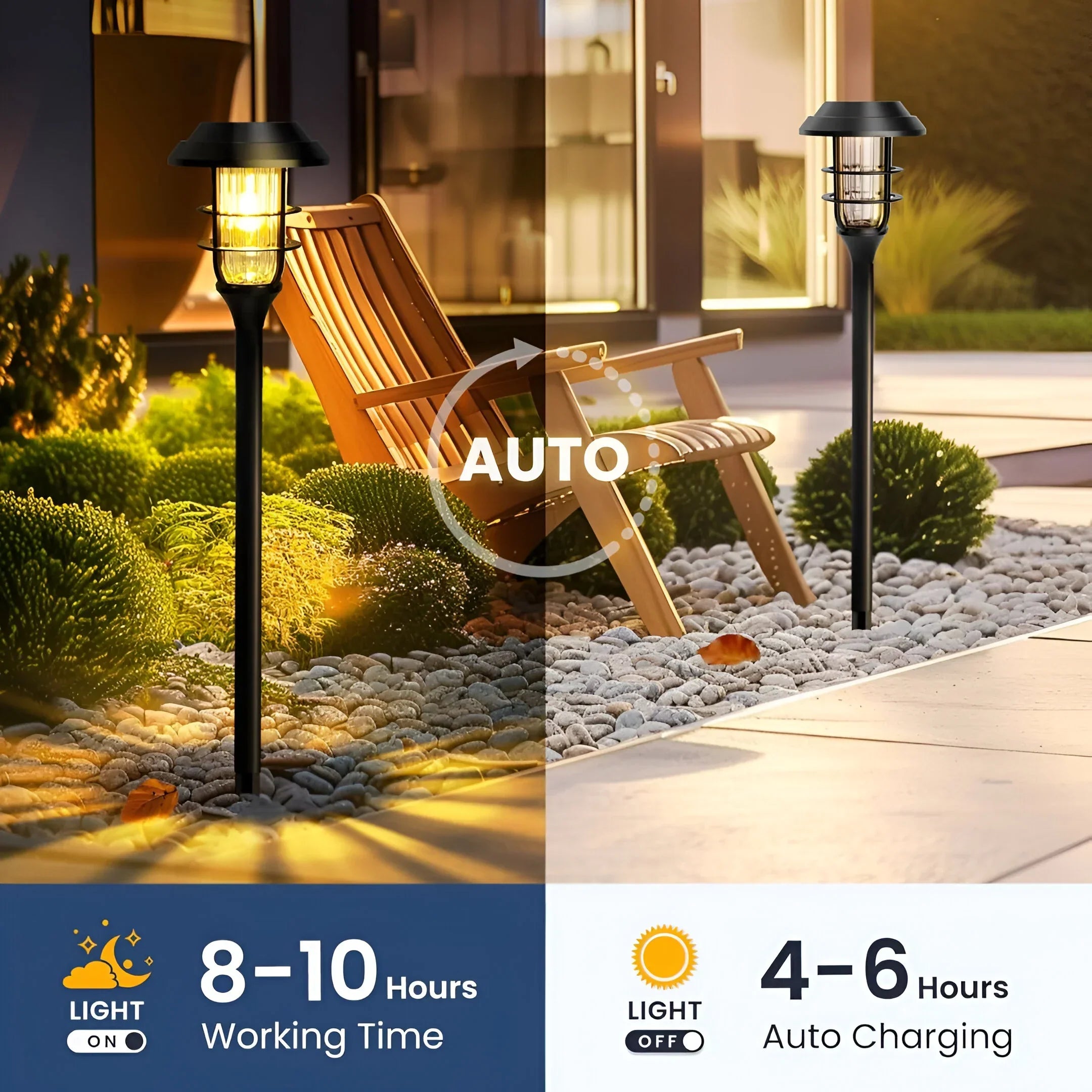 SolarGlow Sechserpack Außen-Gartenleuchten für Atmosphäre