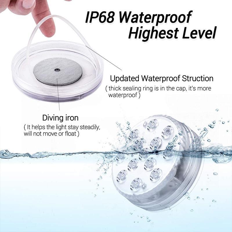 Remote-Controlled LED Light For Pools With Waterproof Magnetic Suction For Outdoor Use