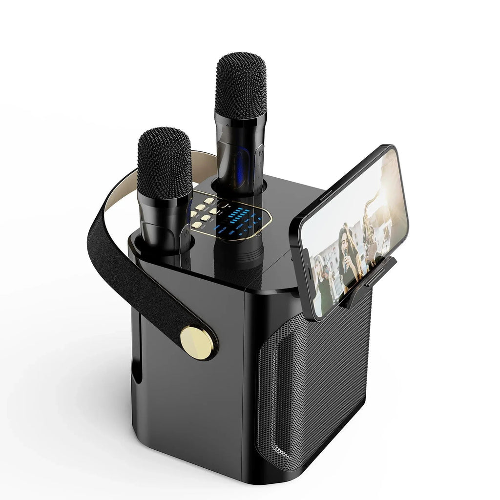 Bluetooth Speaker For Karaoke With 360 Degree Surround Sound And Subwoofer And Dual Mics