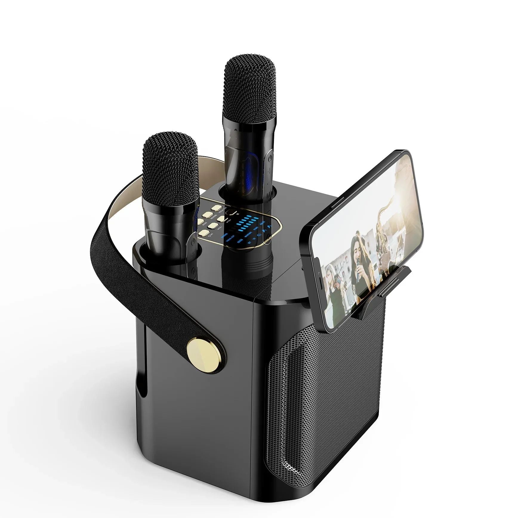 Bluetooth Speaker For Karaoke With 360 Degree Surround Sound And Subwoofer And Dual Mics