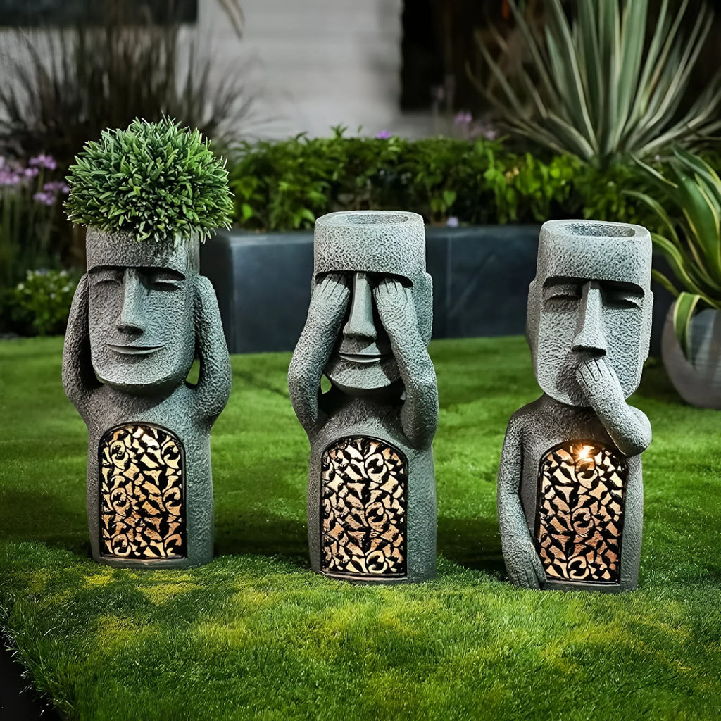 Vaso Astratto per Volto GlowSculpt con LED Solare per Decorazioni Esterne Moderne