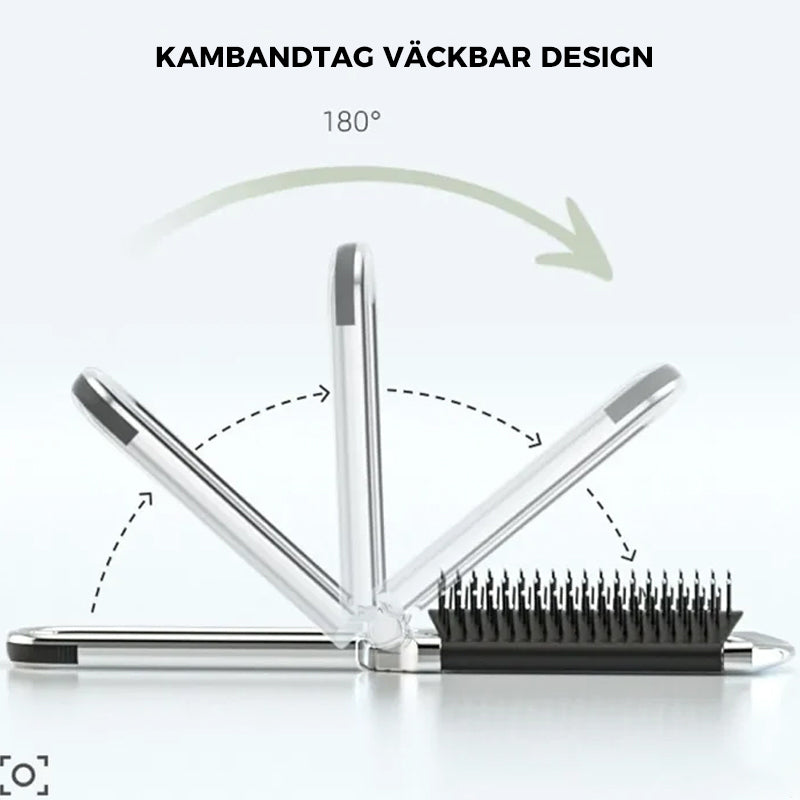 Spazzola per Capelli da Viaggio MirrorFlex con Specchio Pieghevole, Compatta per Styling in Movimento
