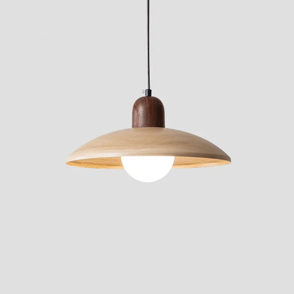 NobleWood Pendelleuchte aus Walnussholz im Wabi-Sabi-Stil für Wohnzimmer