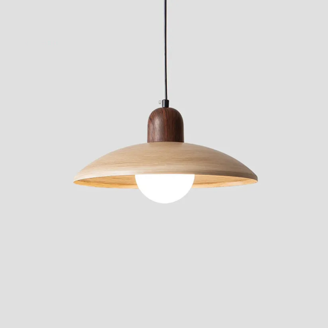 NobleWood Pendelleuchte aus Walnussholz im Wabi-Sabi-Stil für Wohnzimmer