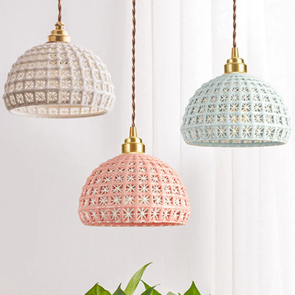Nexis Ceramic Pendant Light With Copper Accents For Dining And Living Rooms
