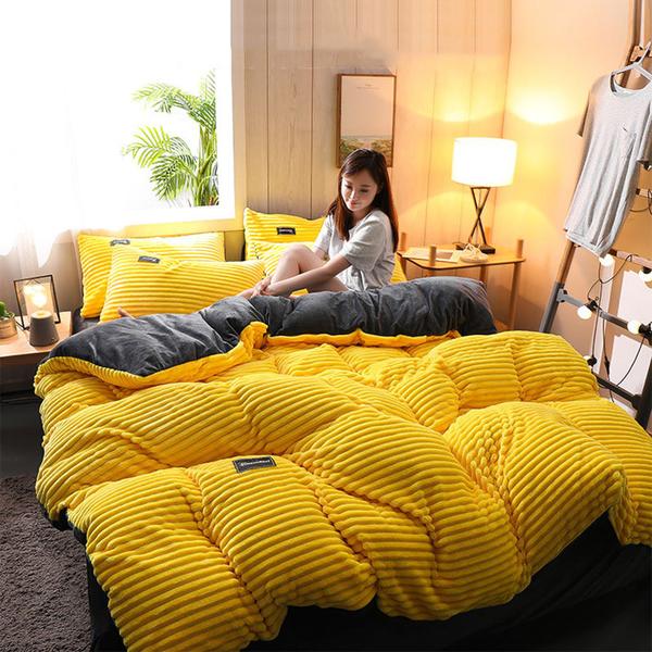 Thickened Corduroy Velvet Bedding Set
