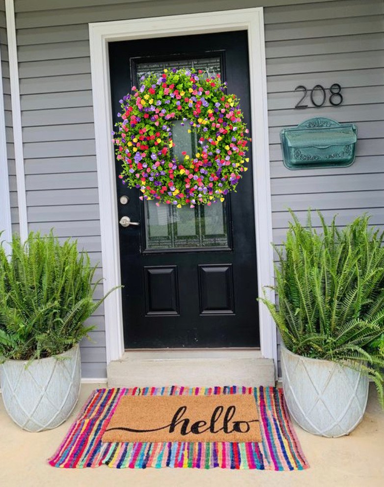 BloomWreath Spring & Summer Front Door Wreath | Handmade Floral Grapevine Accent