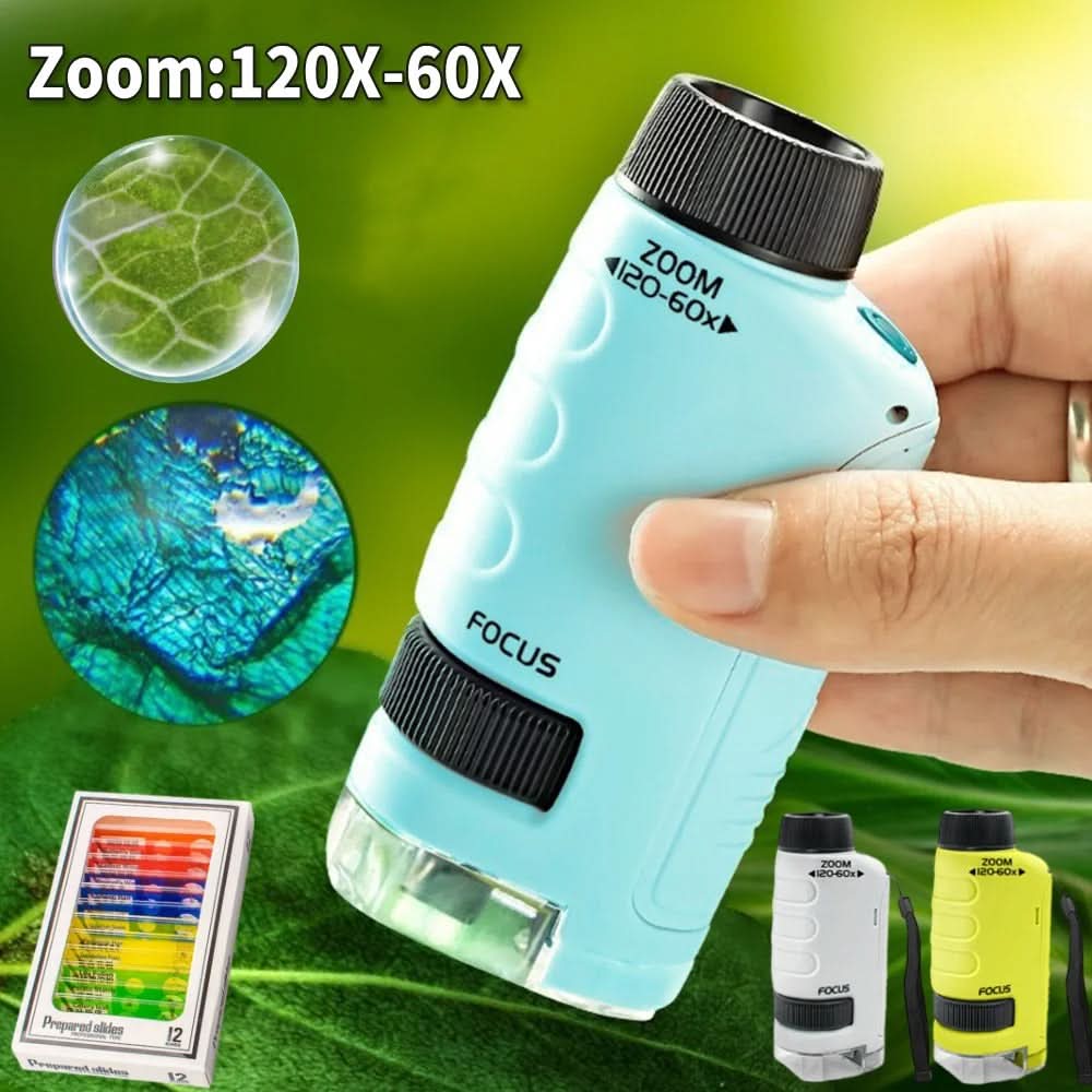 Microscope portable QuestScope Kids, grossissement 60x-120x, découverte