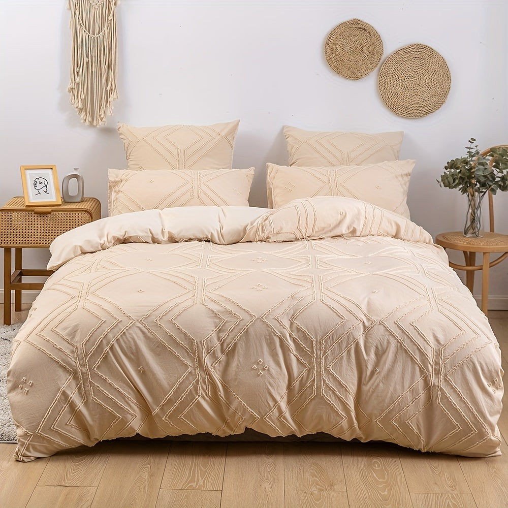Bohotuft Steppbett-Set mit Gittermuster, weiche Bettwäsche