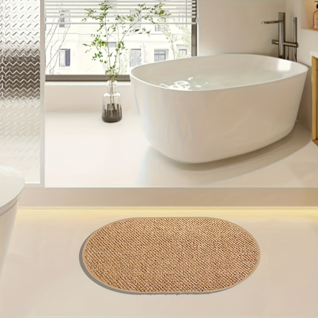 ScandiRoots Oval Rug Brown Nordic Style for Entryways and Bathrooms