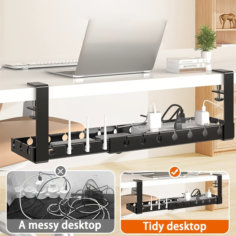 Organisateur de câbles anti-enchevêtrement pour sous le bureau avec sangle réglable et clips