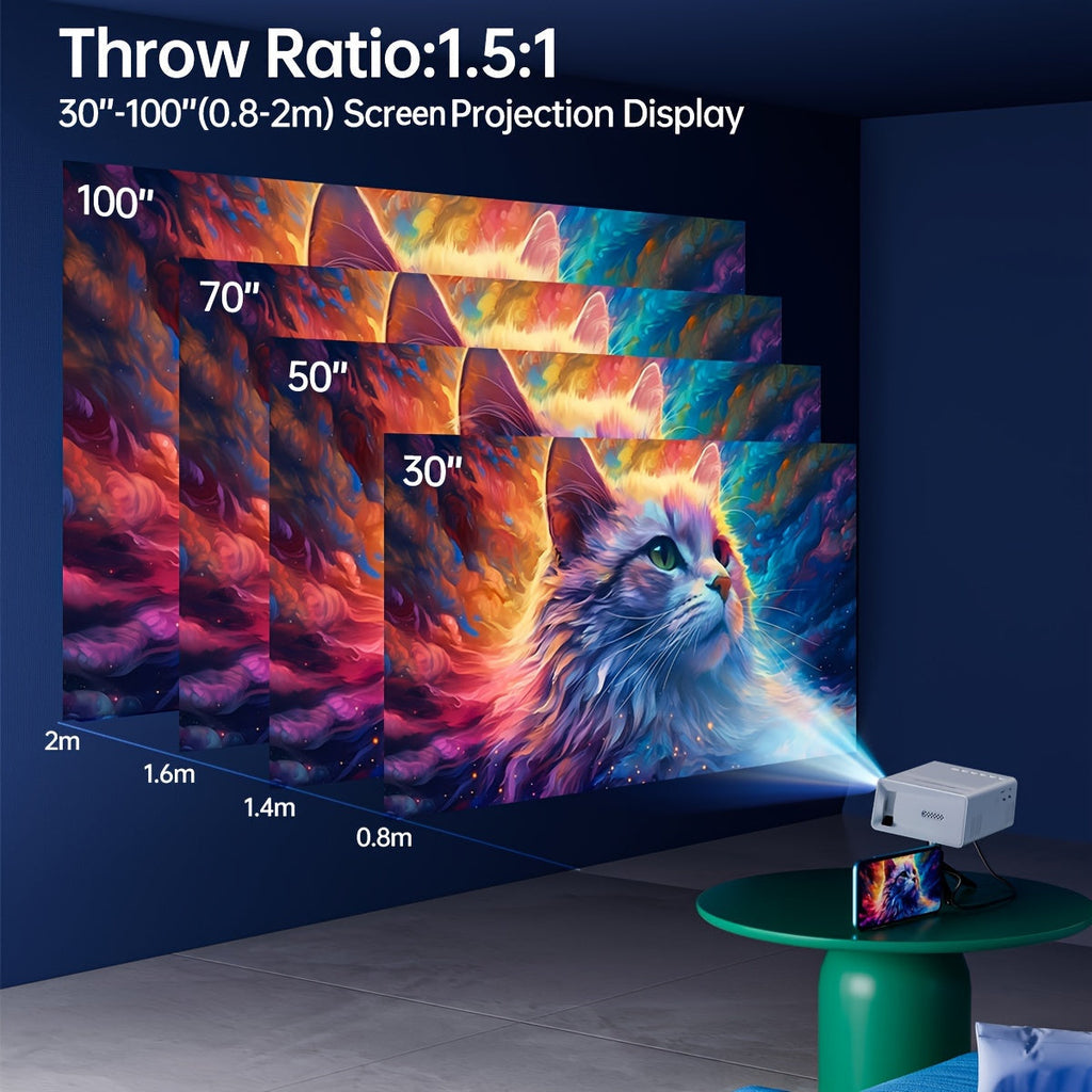 Ultra-Bright 3000-Lumen Mini Projector for Home Theater and Outdoors