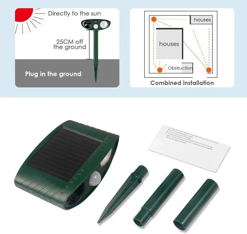 Dispositivo Ultrasonico Solare Anticervo per il Tuo Giardino, Efficace Entro 48 Ore