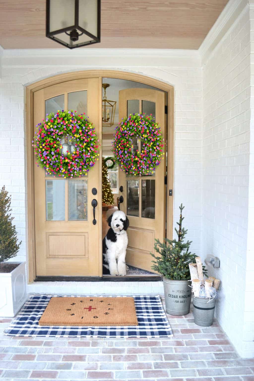 BloomWreath Spring & Summer Front Door Wreath | Handmade Floral Grapevine Accent