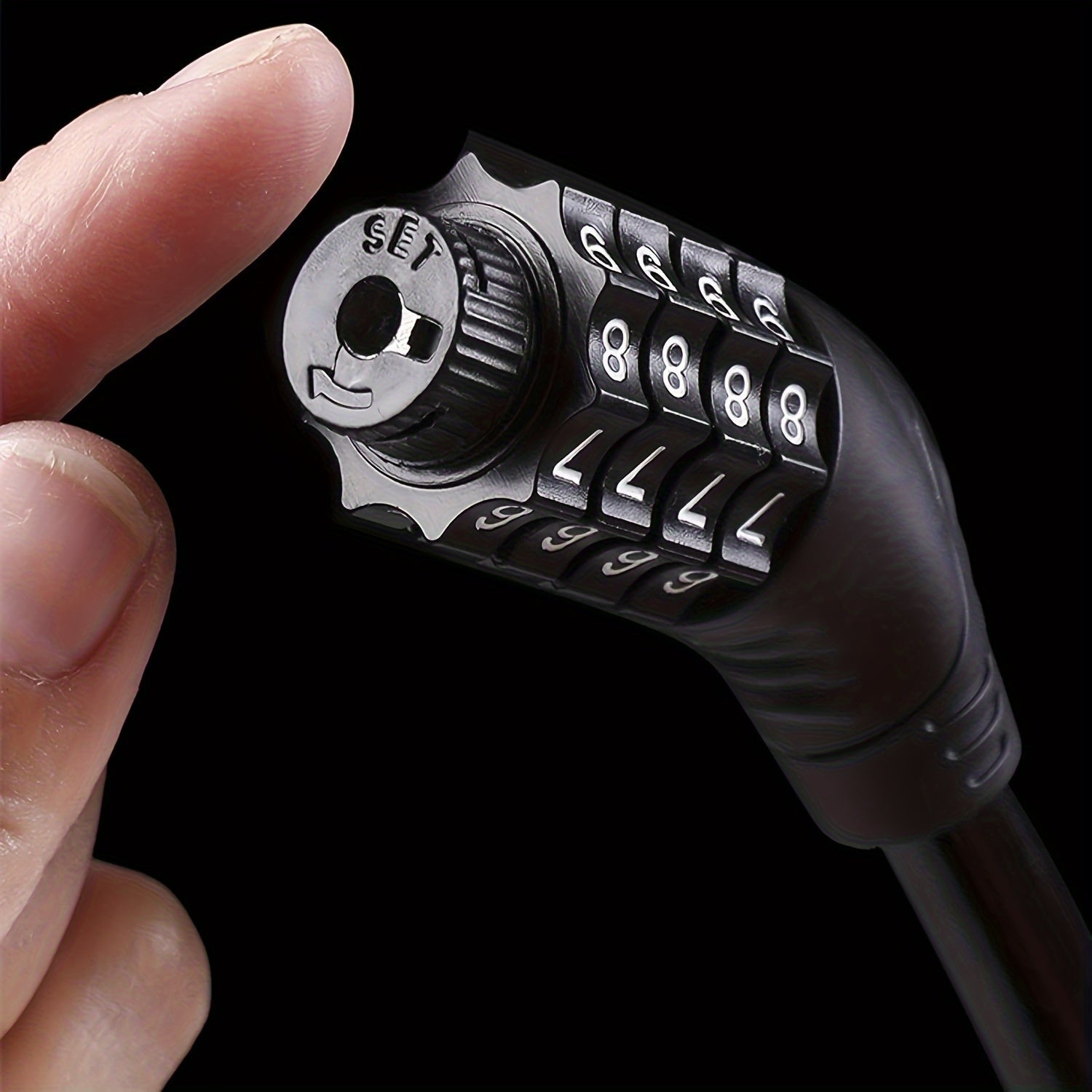 Zamek rowerowy BikeGuard ze stalowym kablem i 4-cyfrowym kodem do rowerów elektrycznych i szosowych
