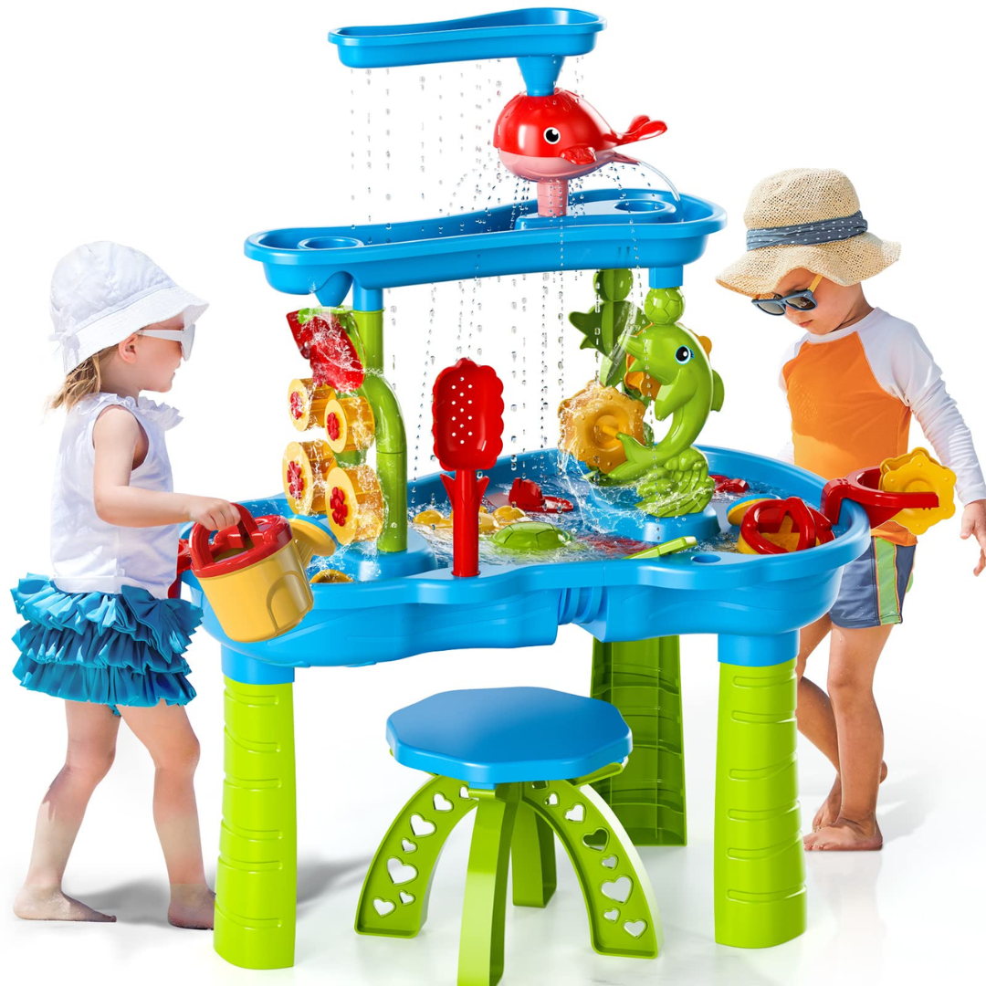 Mesa de juego al aire libre para niños con accesorios de agua y arena 15 Diversión en el patio