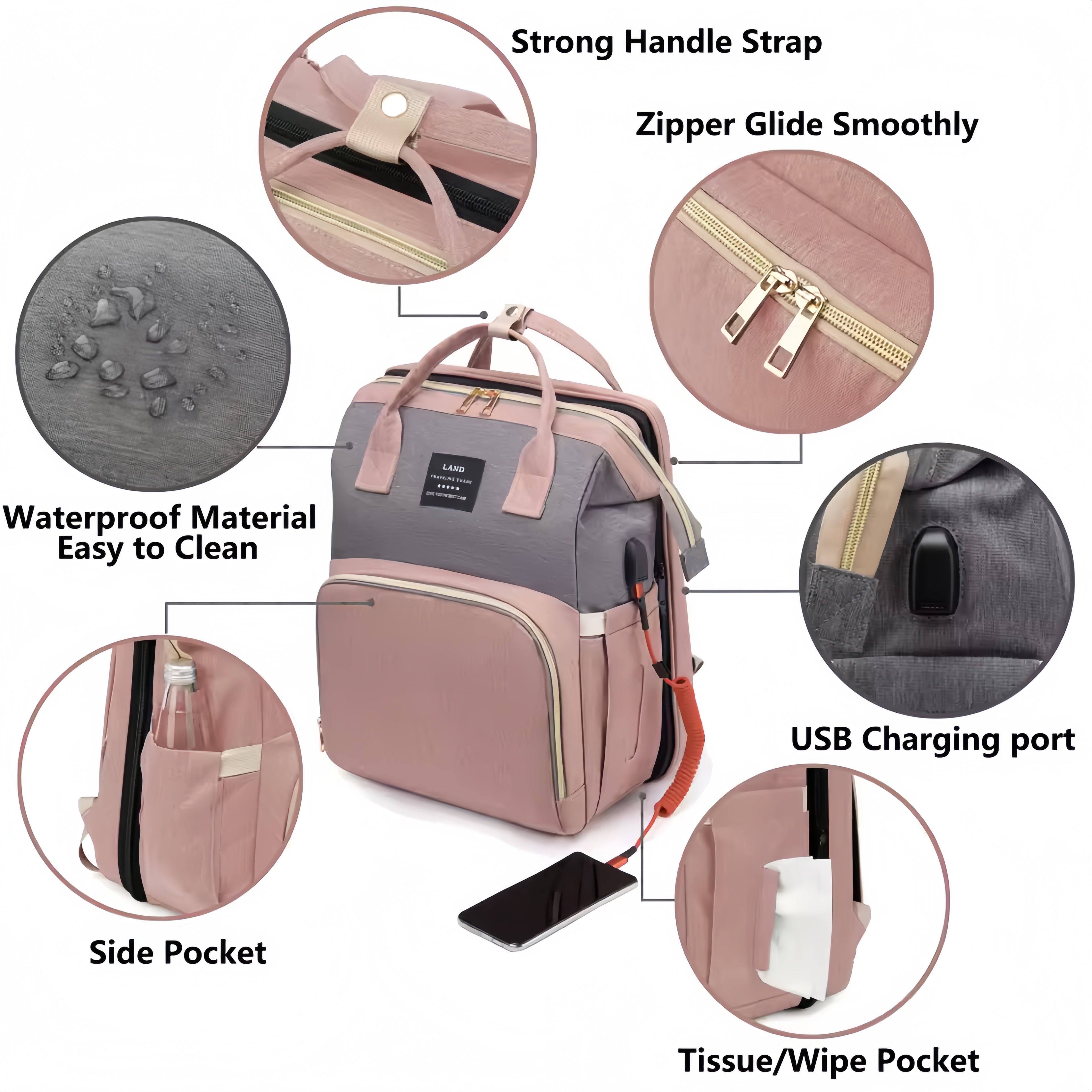 Diaper Bag With Built-In Portable Sleep Surface For Busy Parents On The Move