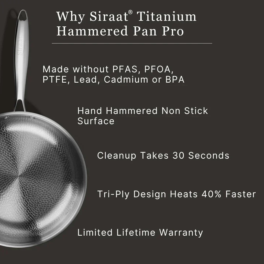 Pro Titanium Hammered Pan For Everyday Cooking With Classic Finish