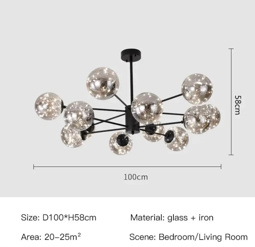 Luminex glazen kroonluchter met ijzeren frame LED-gloed 12 of 16 armen