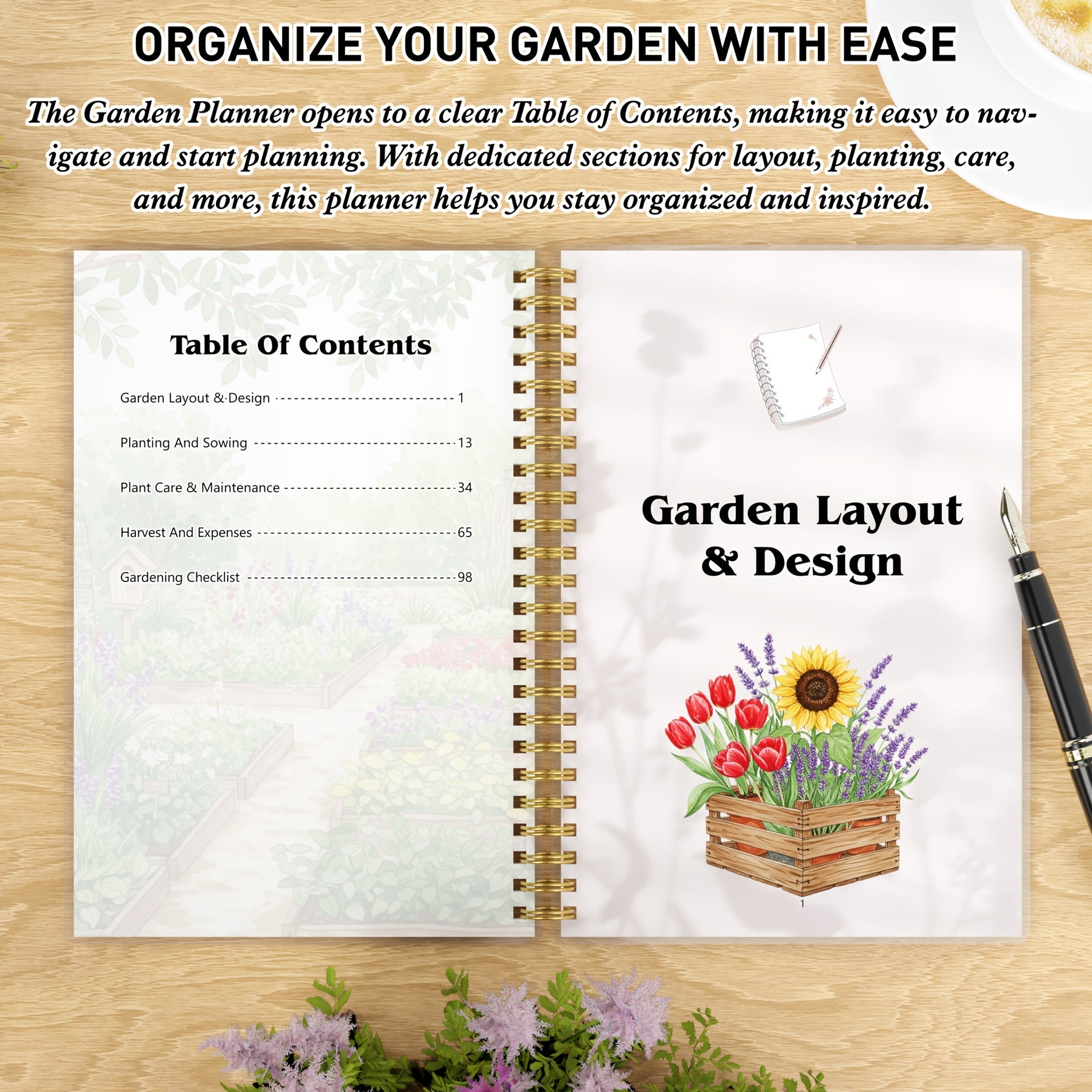 Gardenlog Undated A5 Spiral Garden Planner for Growing Success