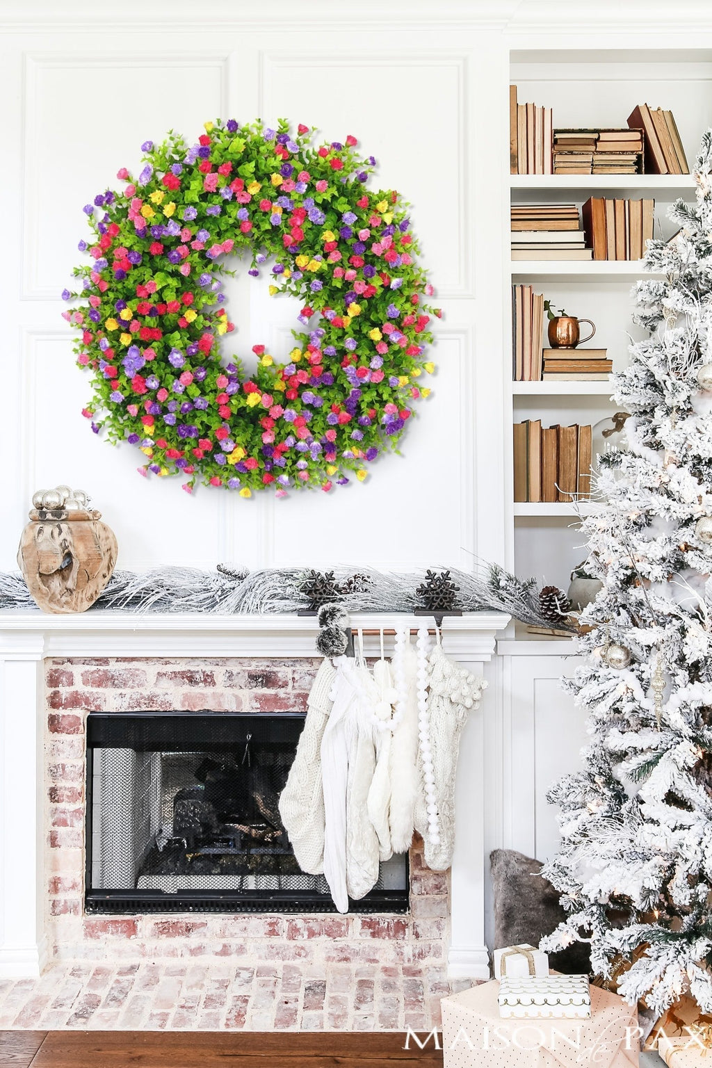 BloomWreath Spring & Summer Front Door Wreath | Handmade Floral Grapevine Accent