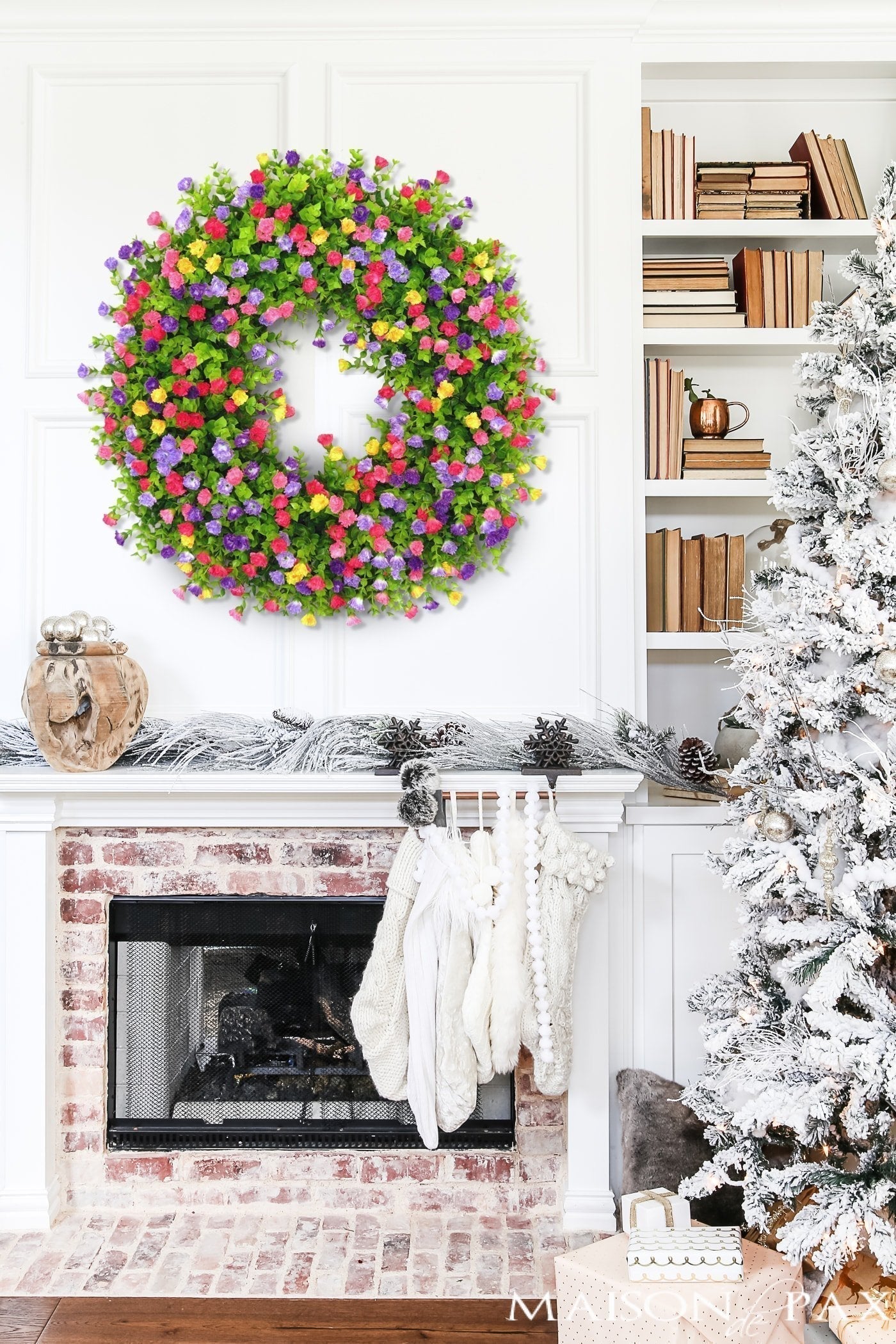 BloomWreath Spring & Summer Front Door Wreath | Handmade Floral Grapevine Accent
