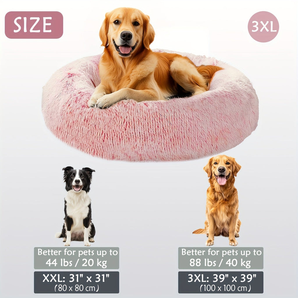 Hugafur Soft Faux Fur Donut Pet Bed For Dogs And Cats