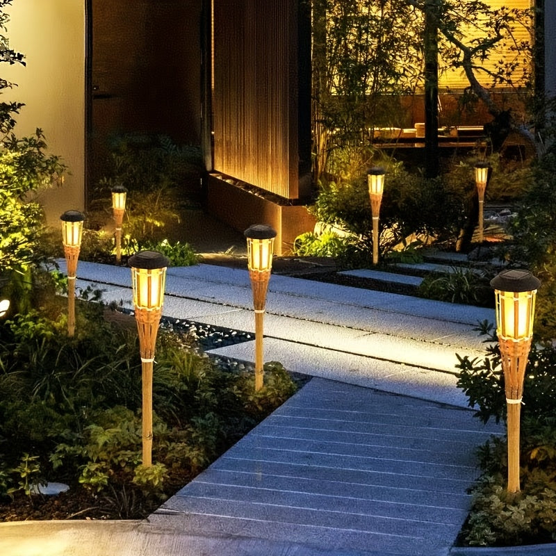 FlameGlow Solar Powered Bamboo Lights For Outdoor Ambiance